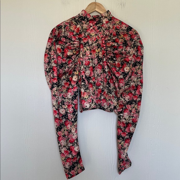 Rotate - Birger Christensen Kim Colorful Floral Puff Long Sleeve Blouse Size 8 - Picture 7 of 11